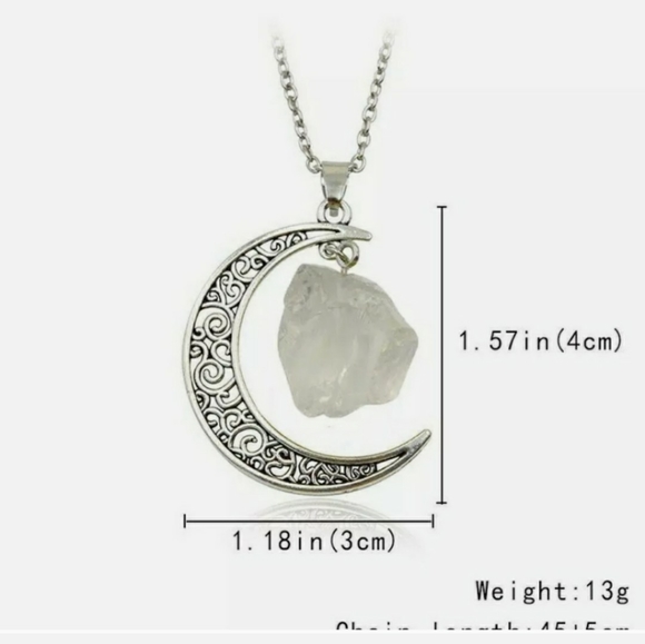 Amethyst Crescent 🌙 Moon Quartz w/Bronze chain - Picture 5 of 11